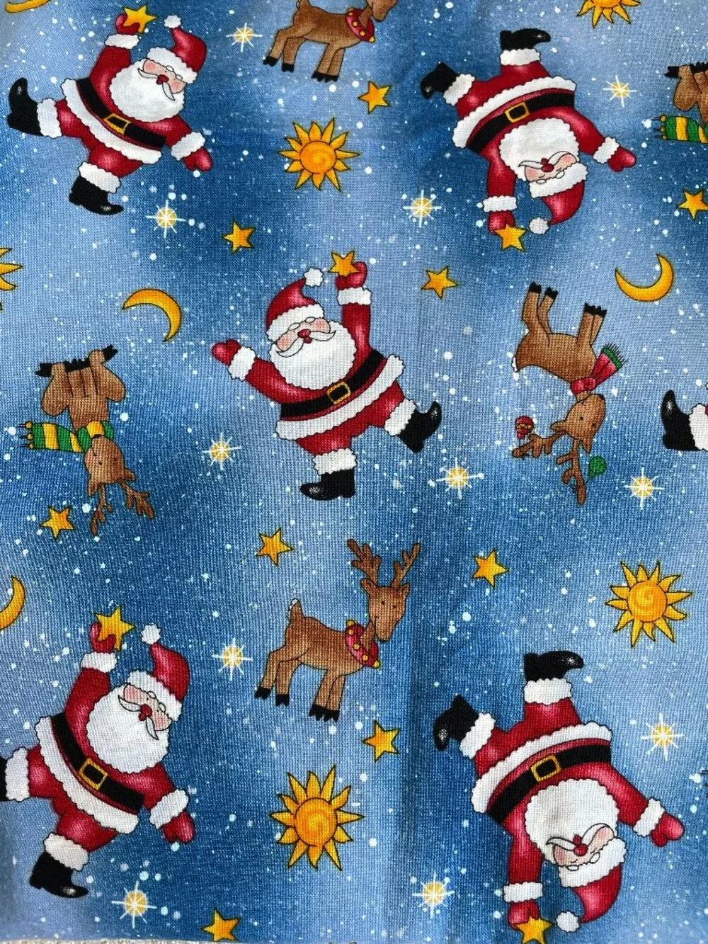 2y x 42” Vintage Santa Christmas Print Multicolor Cotton Fabric Odd Shape